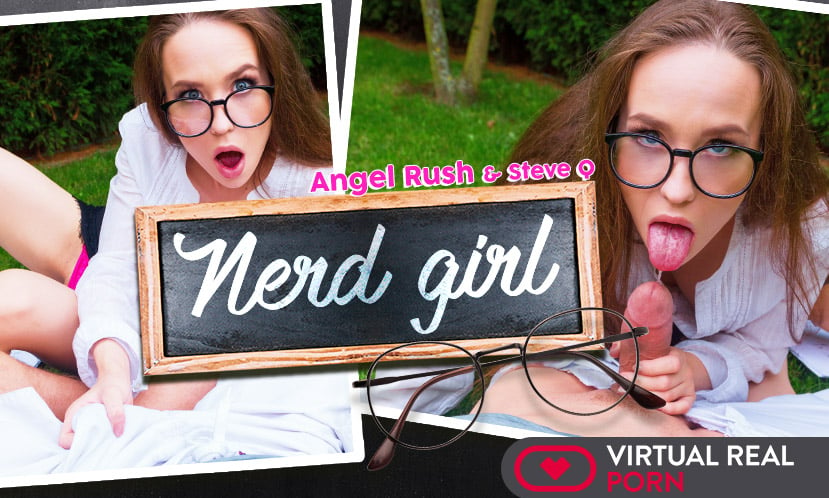 Girl Glasses Porn - â–· VR Porn nerd pissing, cum-on-glasses... Angel Rush is ...