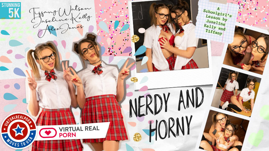 Nerdy Threesome Porn - â–· School girls VR threesome hot party - VirtualRealPorn.com